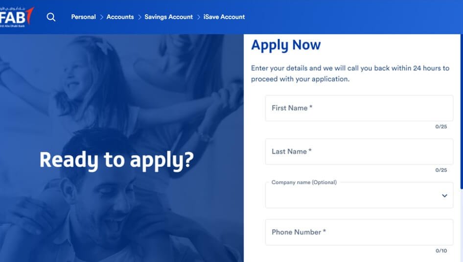 Step by step process to open a FAB iSave Account